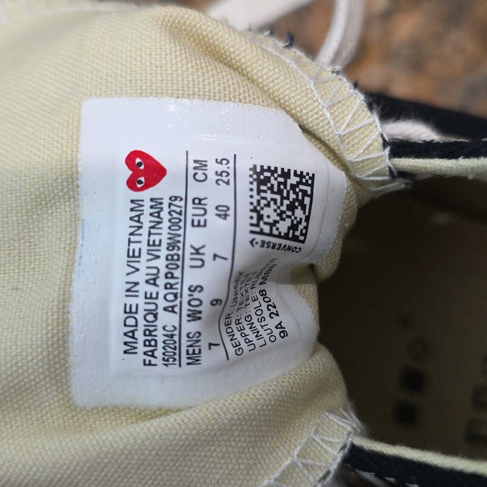 NWT Converse X Comme des Garcons Play Chuck Taylor 70 - SZ W9/M7 - Picture 8 of 9
